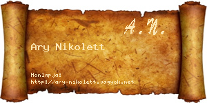 Ary Nikolett névjegykártya